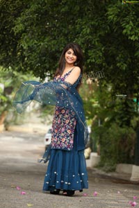 Srijita Ghosh in Teal Blue Lehenga with Long Kurti