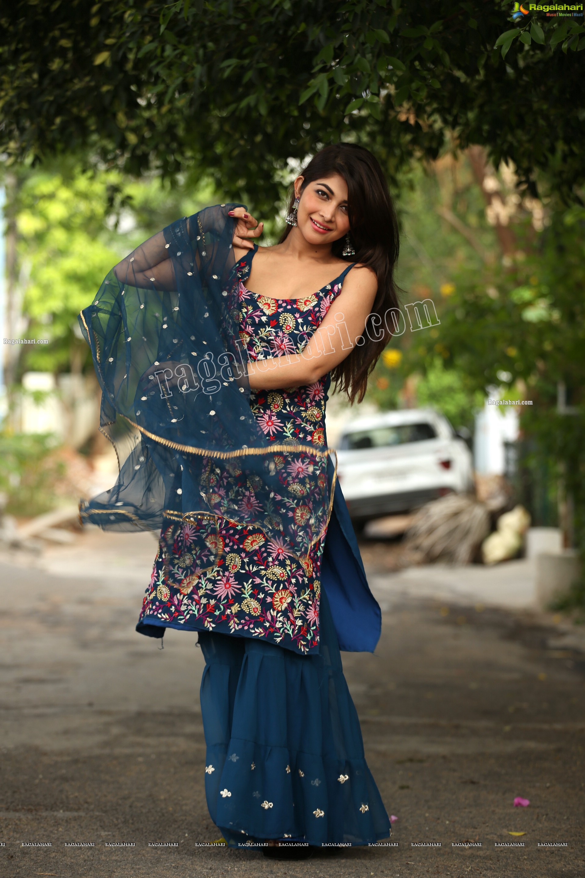 Srijita Ghosh in Teal Blue Lehenga with Long Kurti, Exclusive Photo Shoot