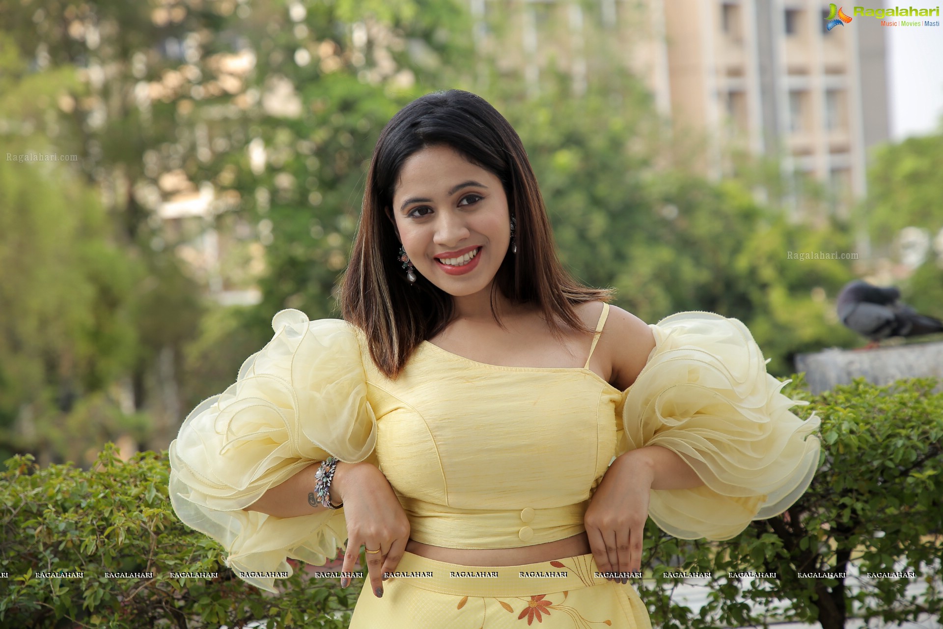 Ananya Tanu in Light Yellow Designer Lehenga Choli, HD Photo Gallery