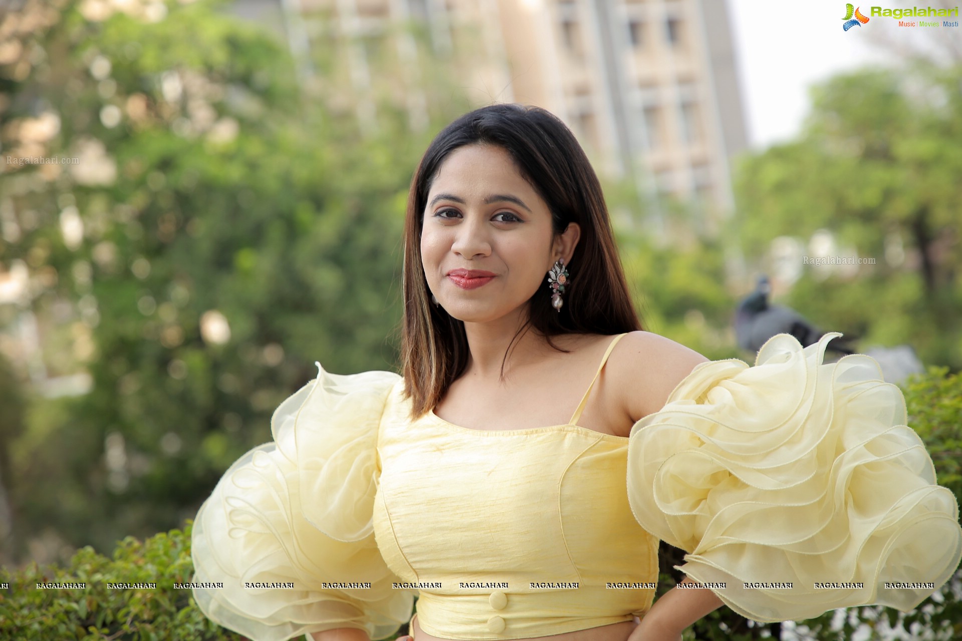 Ananya Tanu in Light Yellow Designer Lehenga Choli, HD Photo Gallery