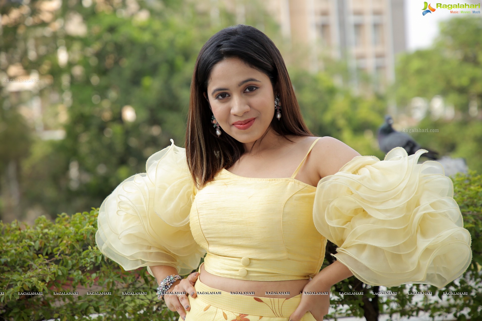 Ananya Tanu in Light Yellow Designer Lehenga Choli, HD Photo Gallery