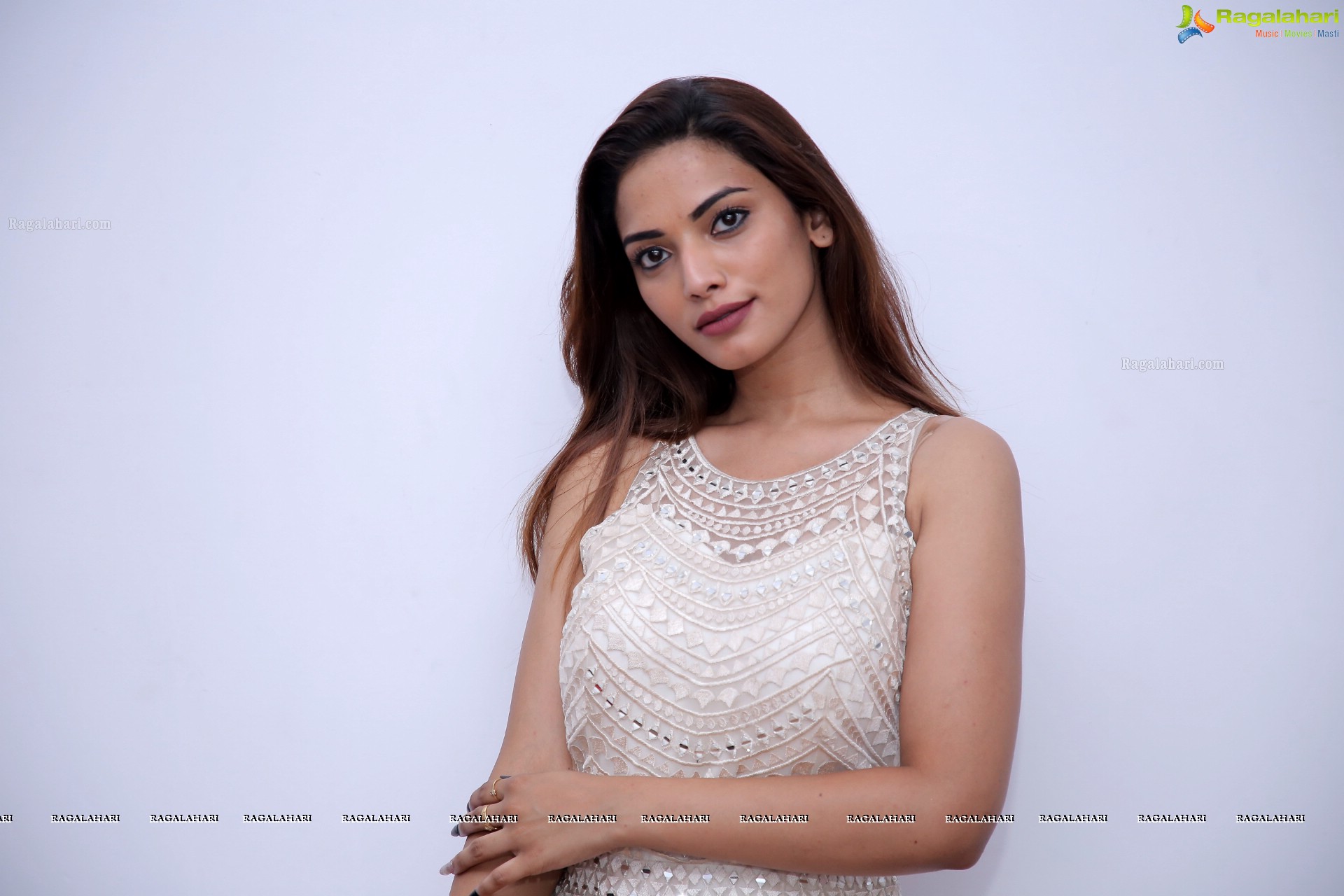 Harshini Balla in White Long Dress, HD Photo Gallery