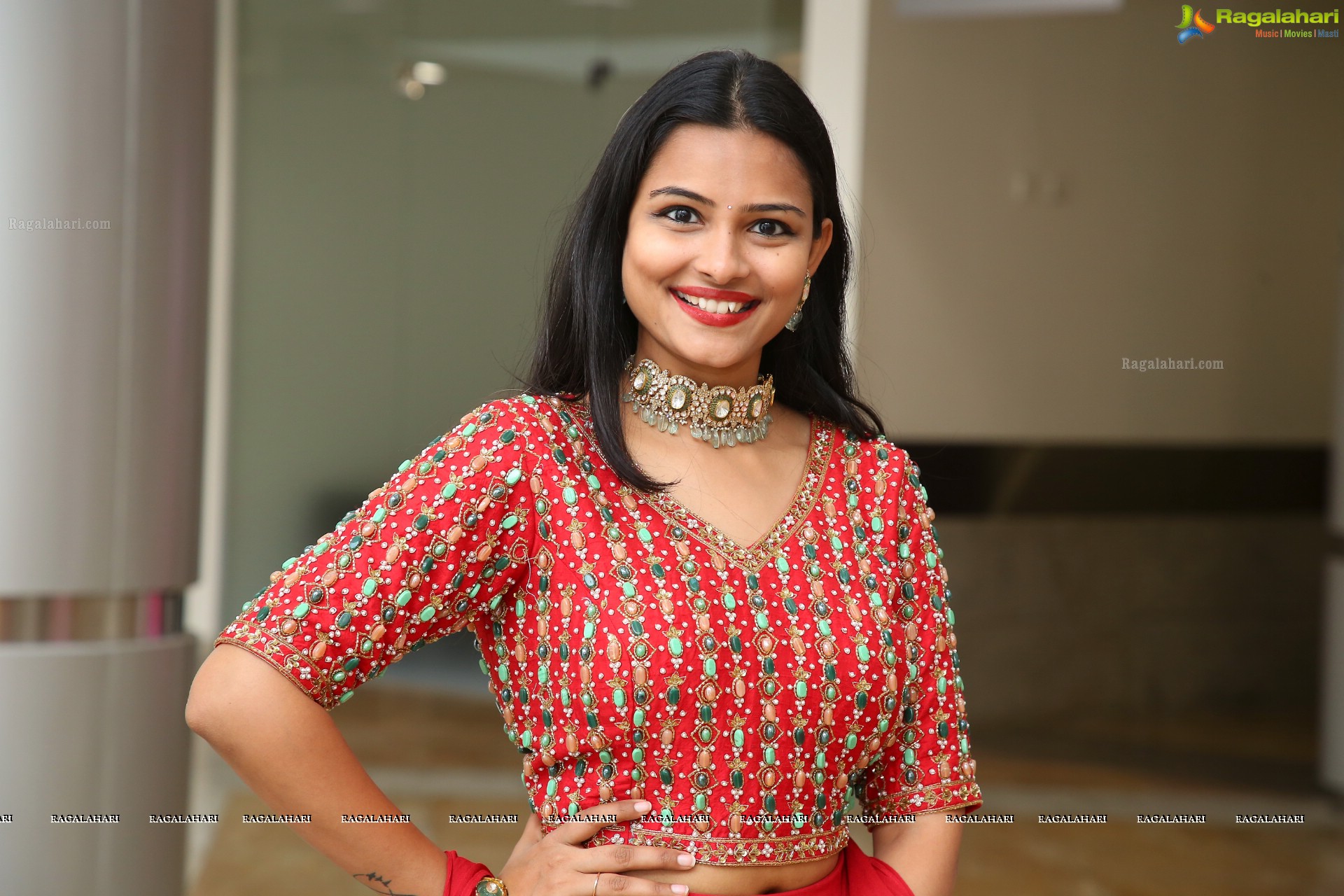 Priya Murthy in Red Designer Lehenga, HD Photo Gallery