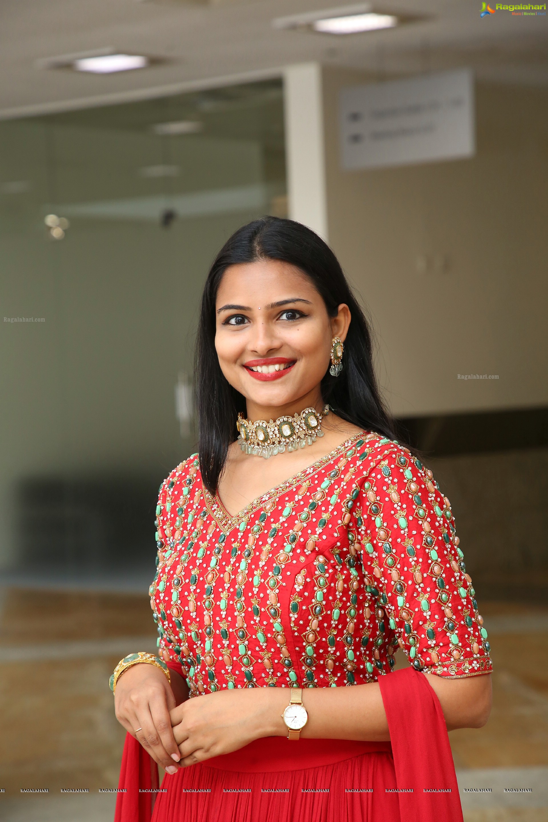 Priya Murthy in Red Designer Lehenga, HD Photo Gallery