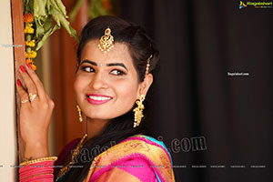 Anusha Venugopal in Blue Silk Saree