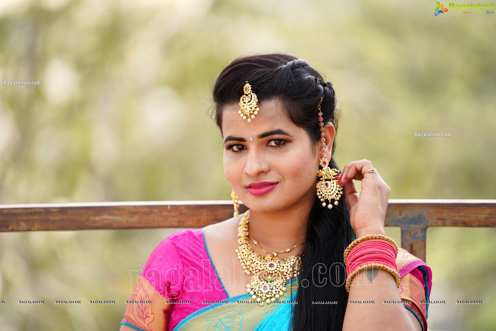 Anusha Venugopal in Blue Silk Saree, Exclusive Photoshoot