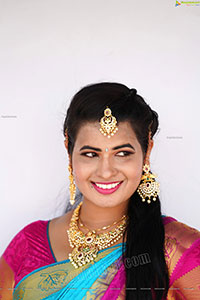 Anusha Venugopal in Blue Silk Saree