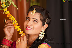 Anusha Venugopal in Blue Silk Saree