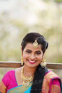 Anusha Venugopal in Blue Silk Saree