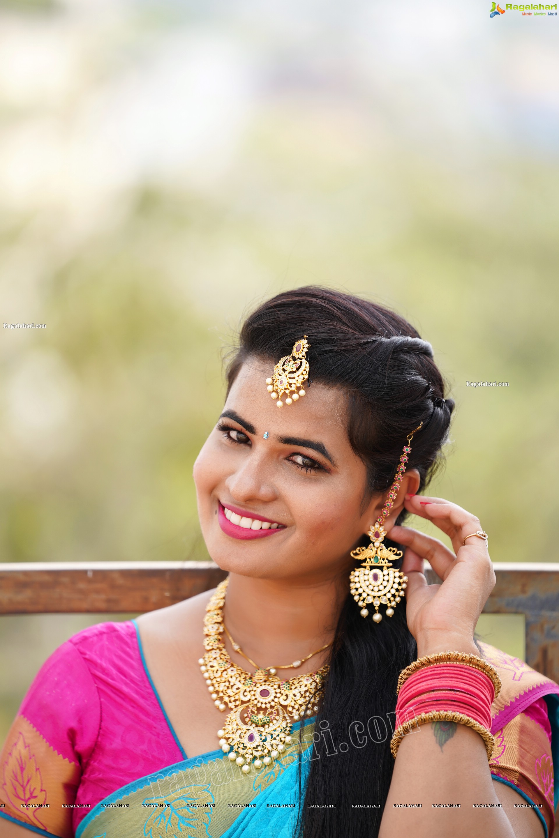 Anusha Venugopal in Blue Silk Saree, Exclusive Photoshoot