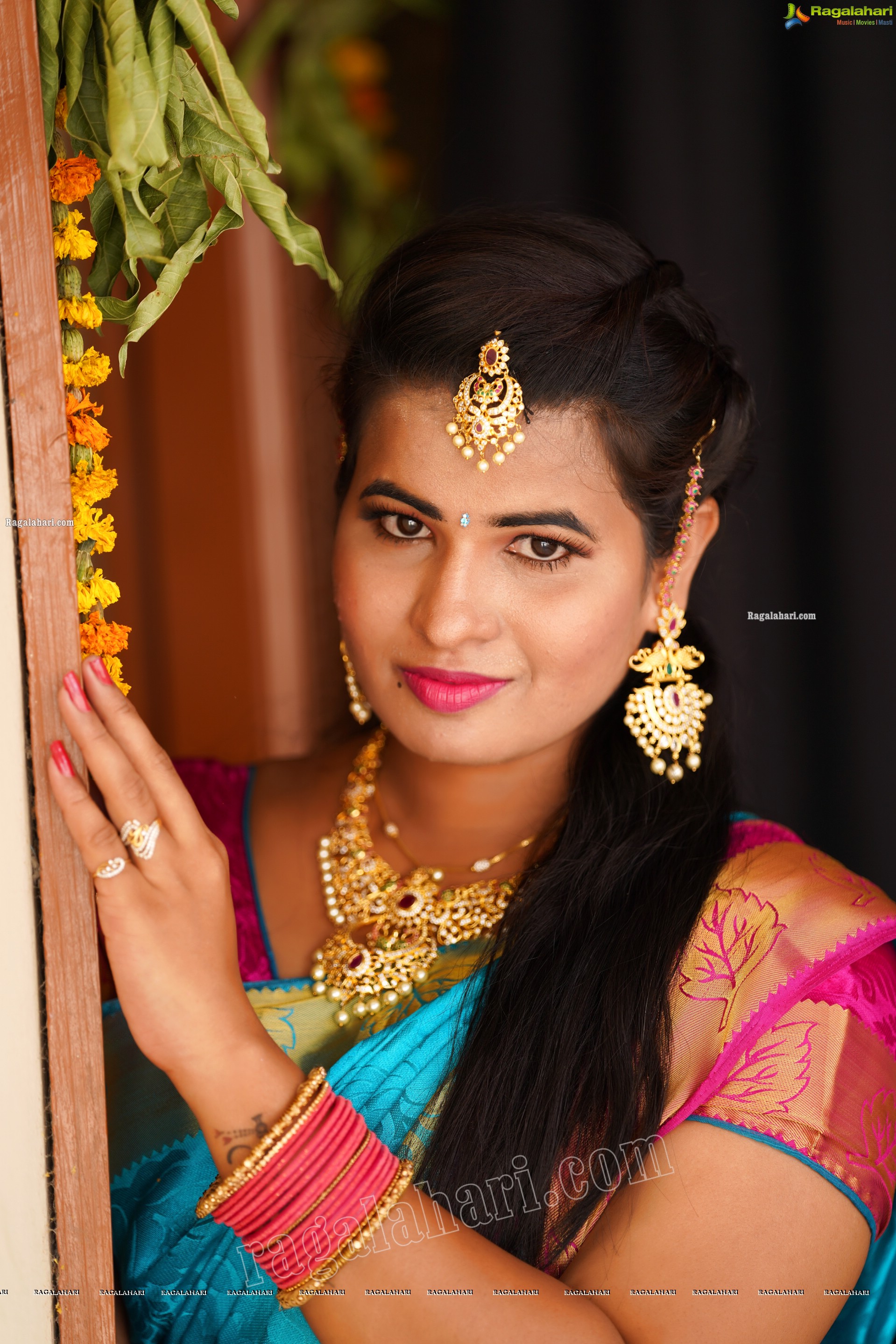 Anusha Venugopal in Blue Silk Saree, Exclusive Photoshoot