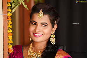 Anusha Venugopal in Blue Silk Saree