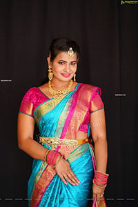 Anusha Venugopal in Blue Silk Saree