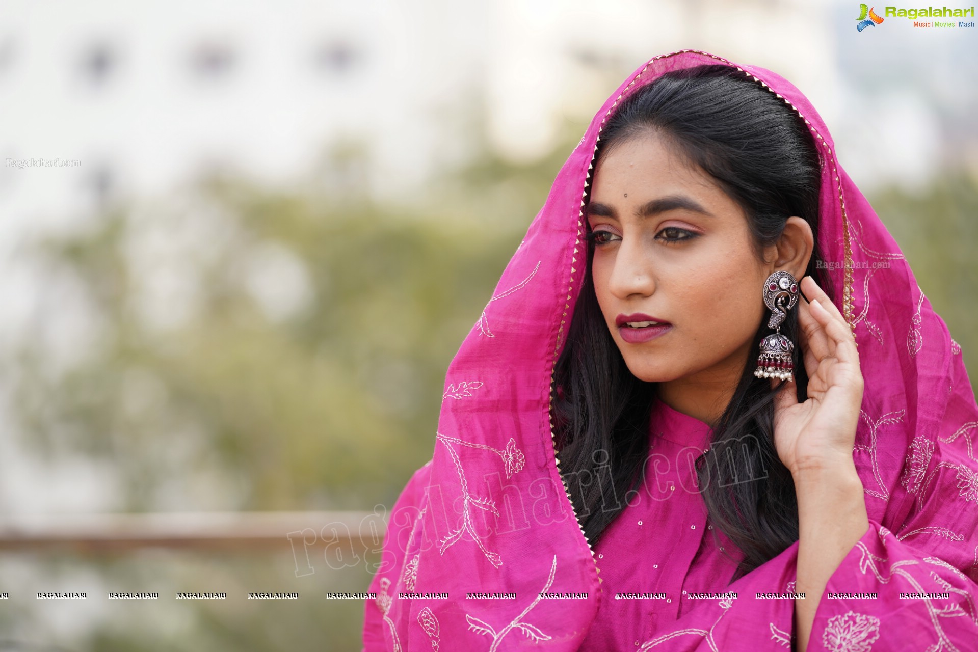 Yuktha in Pink Palazzo Salawar Suit, Exclusive Photoshoot