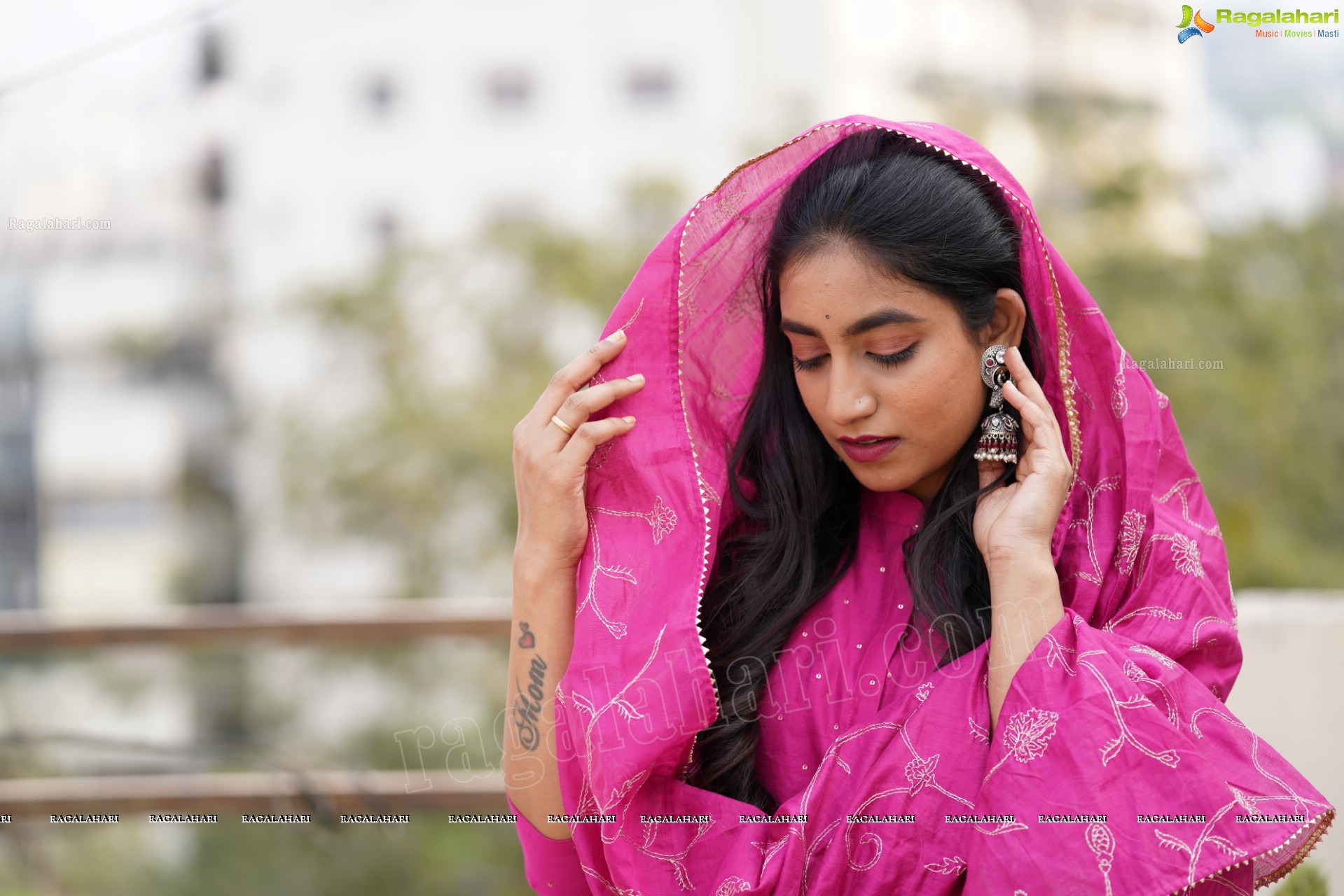 Yuktha in Pink Palazzo Salawar Suit, Exclusive Photoshoot