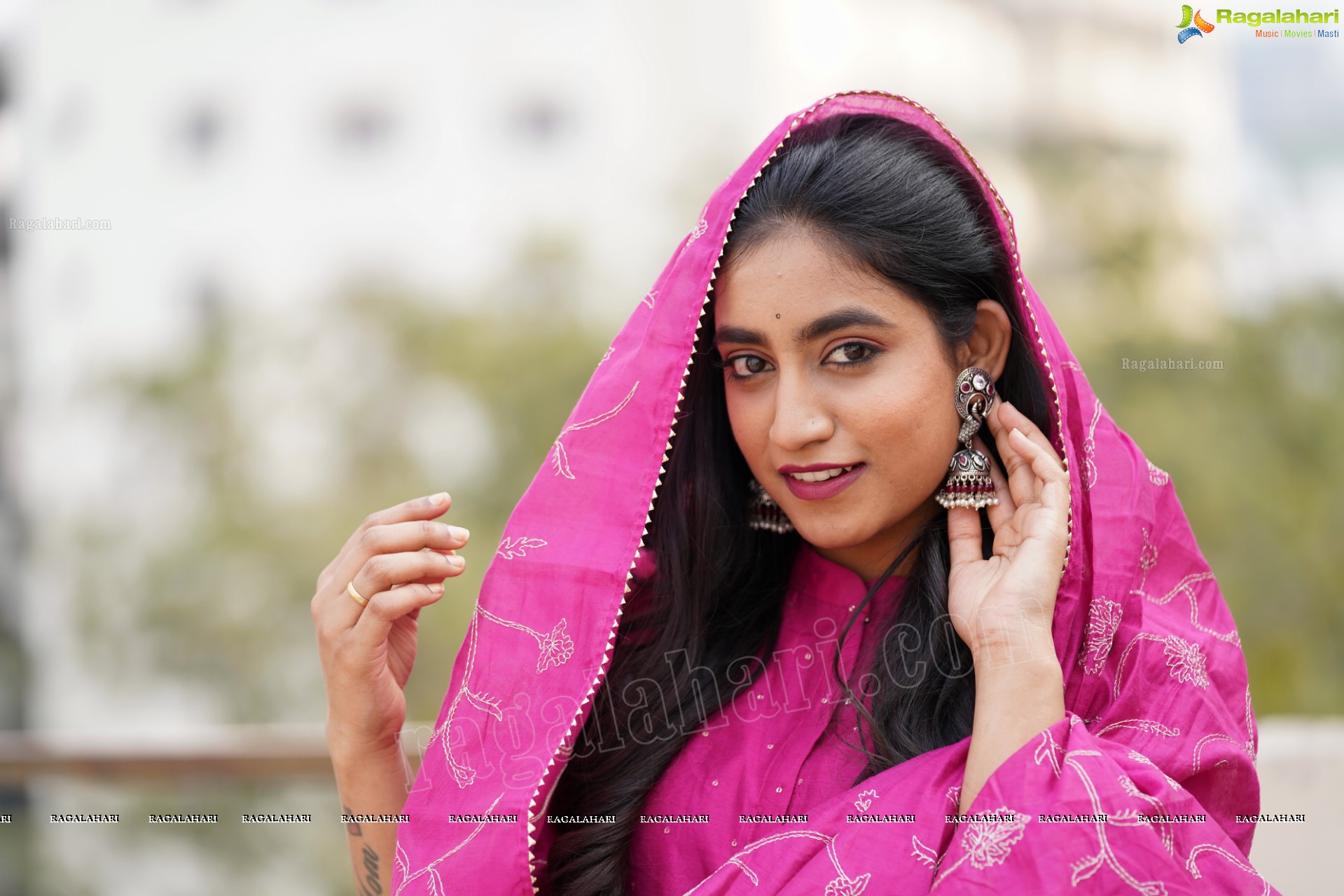 Yuktha in Pink Palazzo Salawar Suit, Exclusive Photoshoot