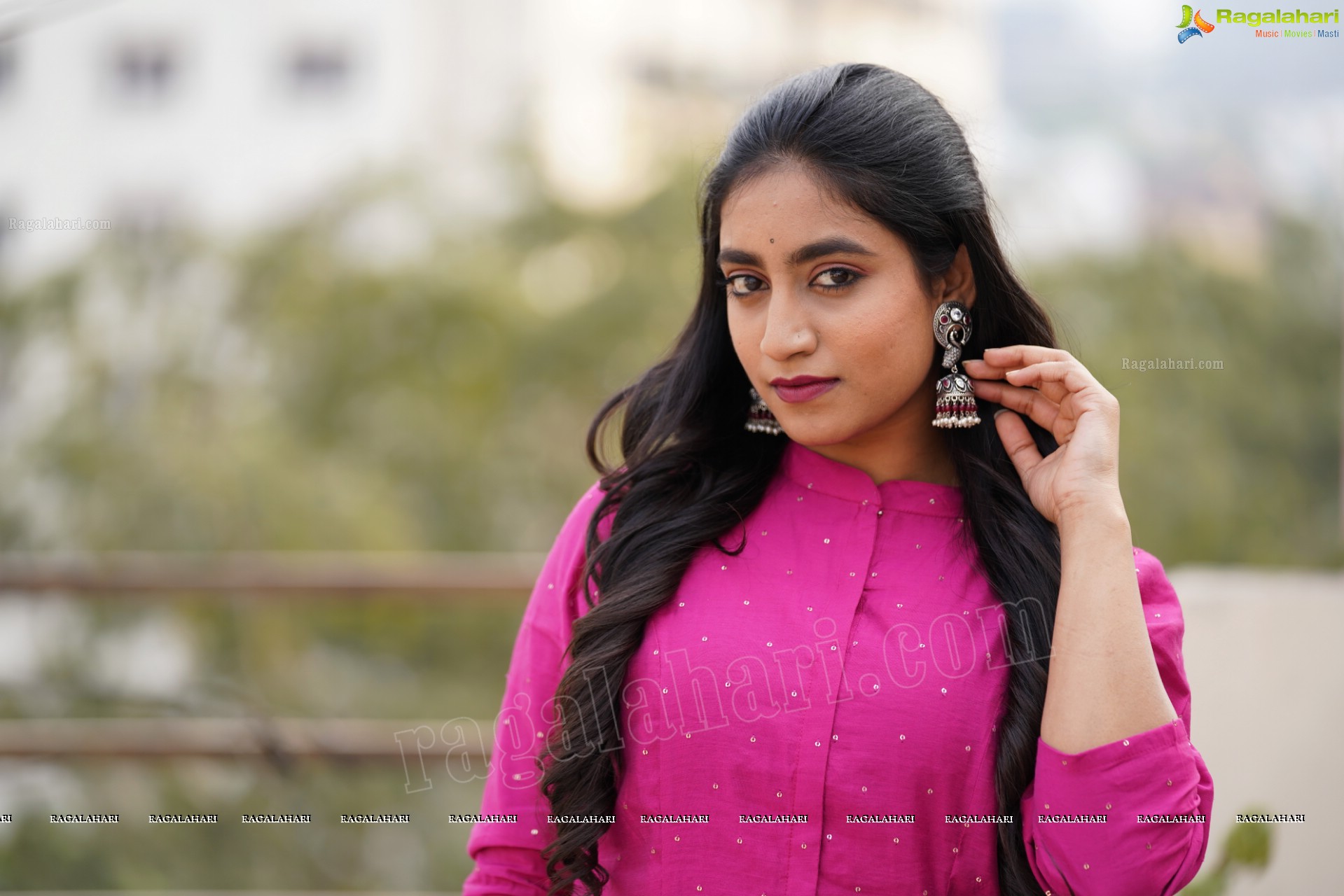 Yuktha in Pink Palazzo Salawar Suit, Exclusive Photoshoot