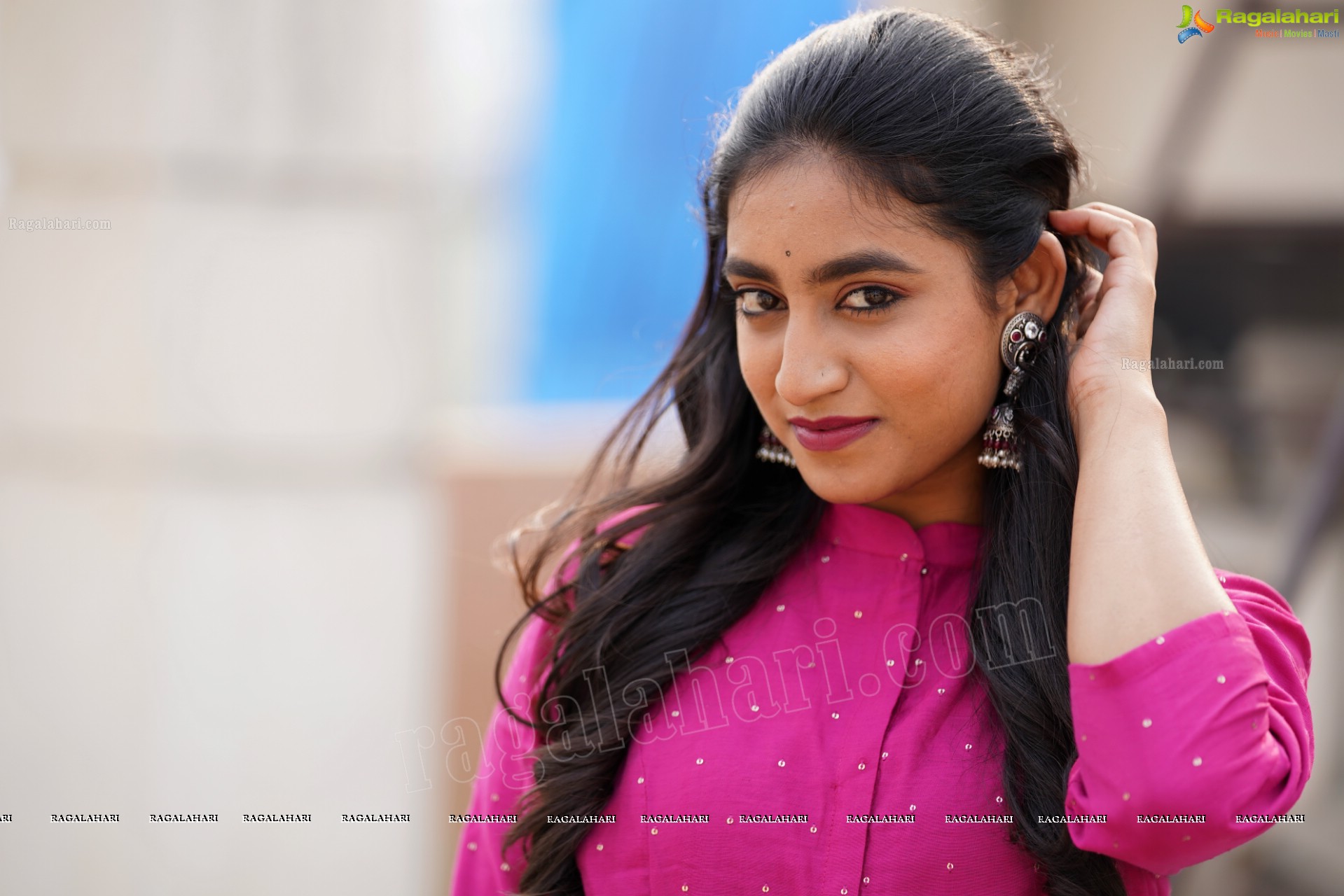 Yuktha in Pink Palazzo Salawar Suit, Exclusive Photoshoot