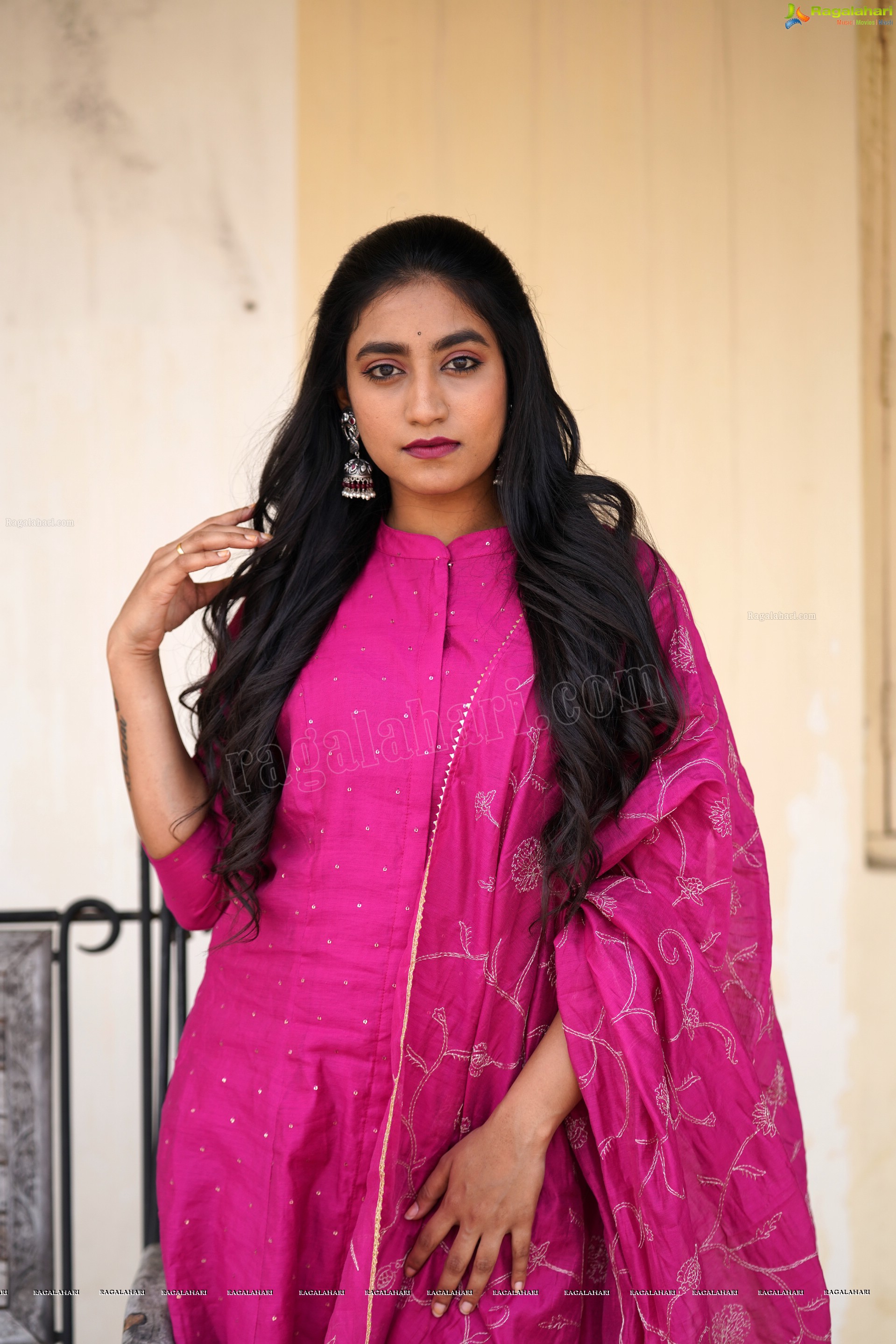 Yuktha in Pink Palazzo Salawar Suit, Exclusive Photoshoot