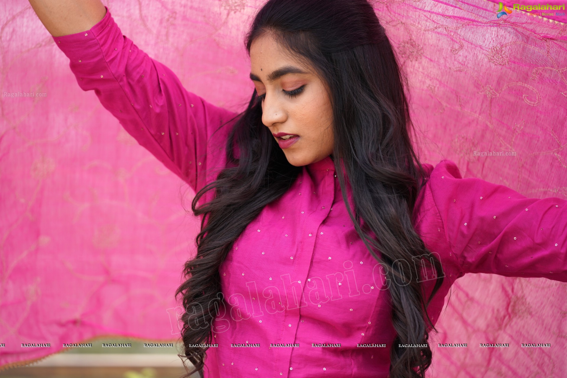 Yuktha in Pink Palazzo Salawar Suit, Exclusive Photoshoot