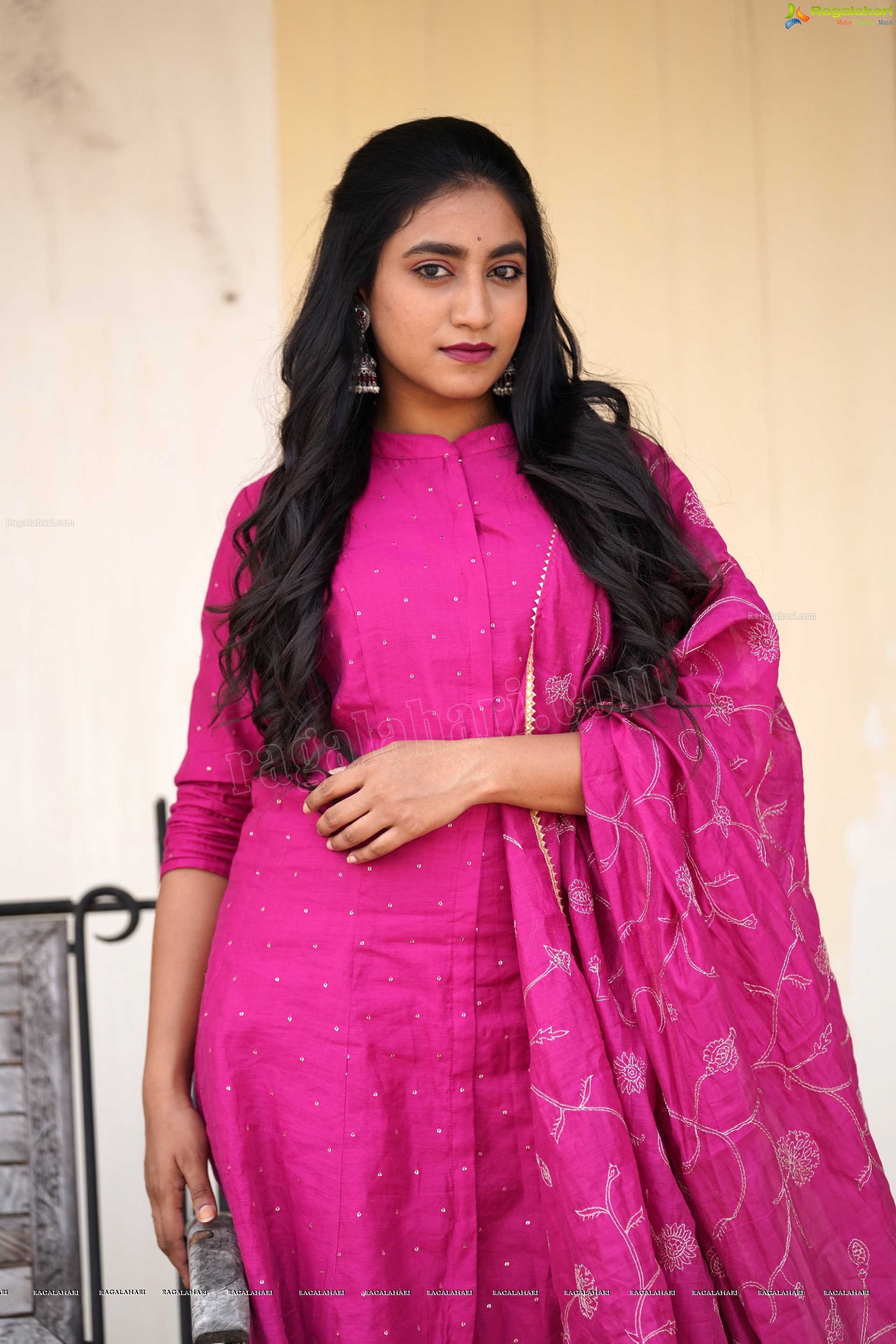 Yuktha in Pink Palazzo Salawar Suit, Exclusive Photoshoot