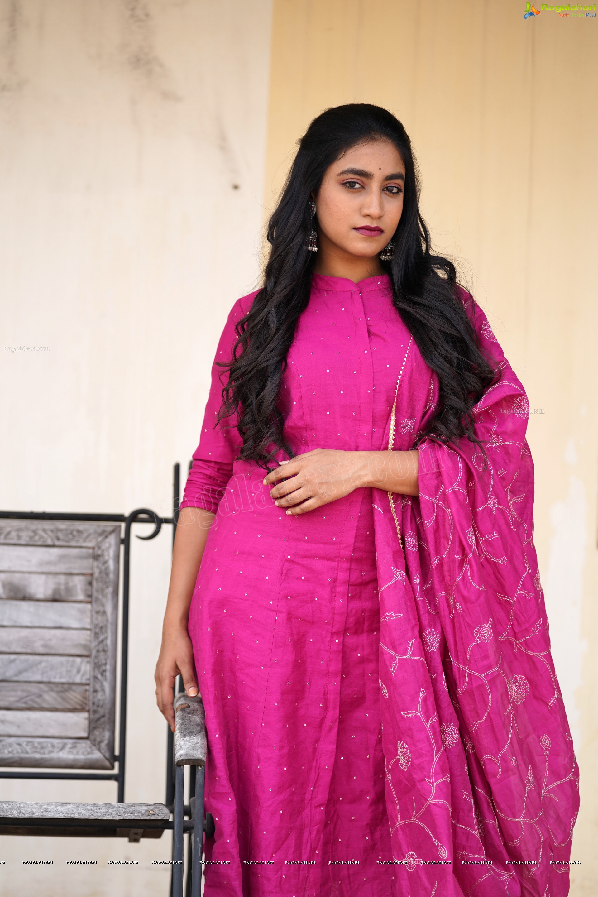 Yuktha in Pink Palazzo Salawar Suit, Exclusive Photoshoot