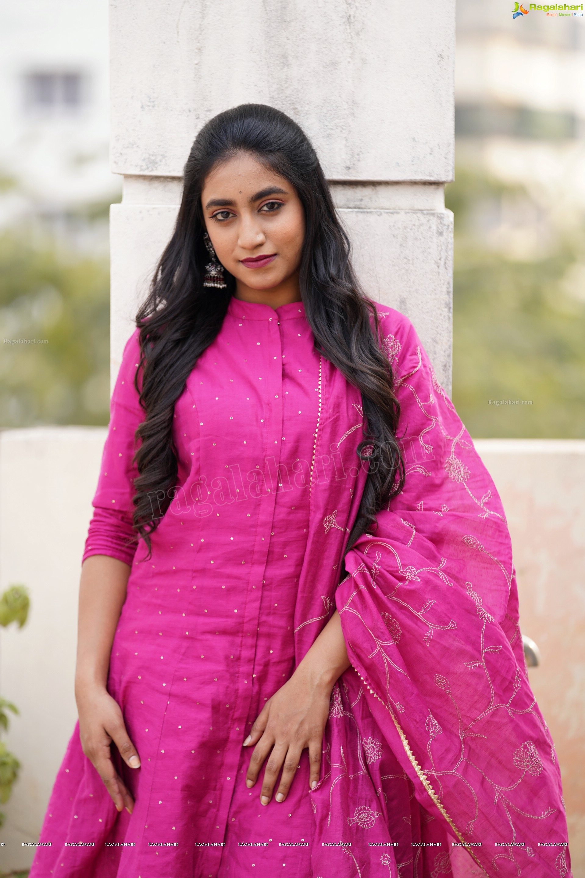 Yuktha in Pink Palazzo Salawar Suit, Exclusive Photoshoot