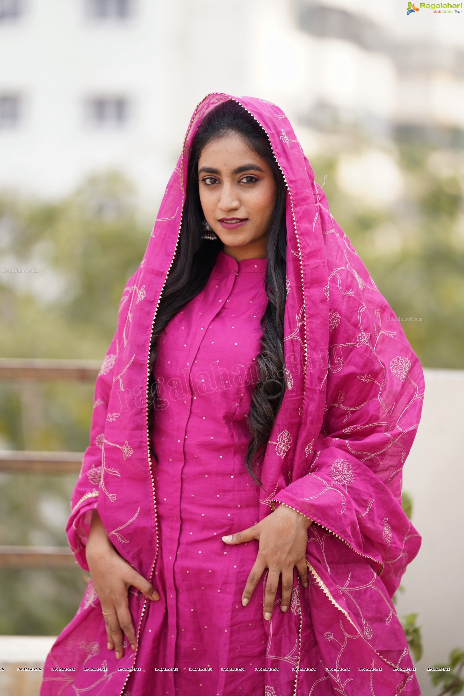 Yuktha in Pink Palazzo Salawar Suit, Exclusive Photoshoot