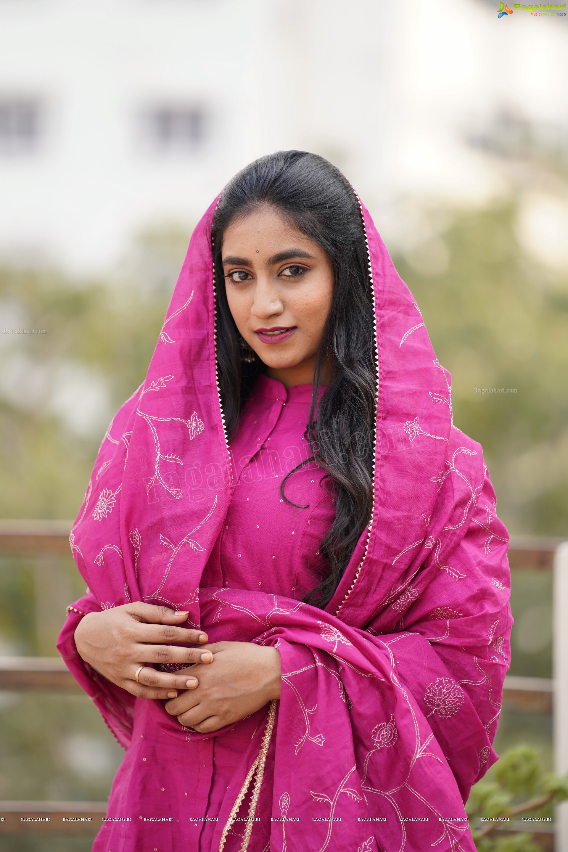 Yuktha in Pink Palazzo Salawar Suit, Exclusive Photoshoot