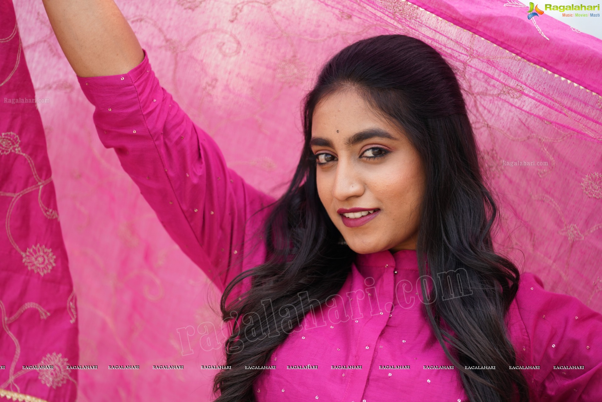 Yuktha in Pink Palazzo Salawar Suit, Exclusive Photoshoot