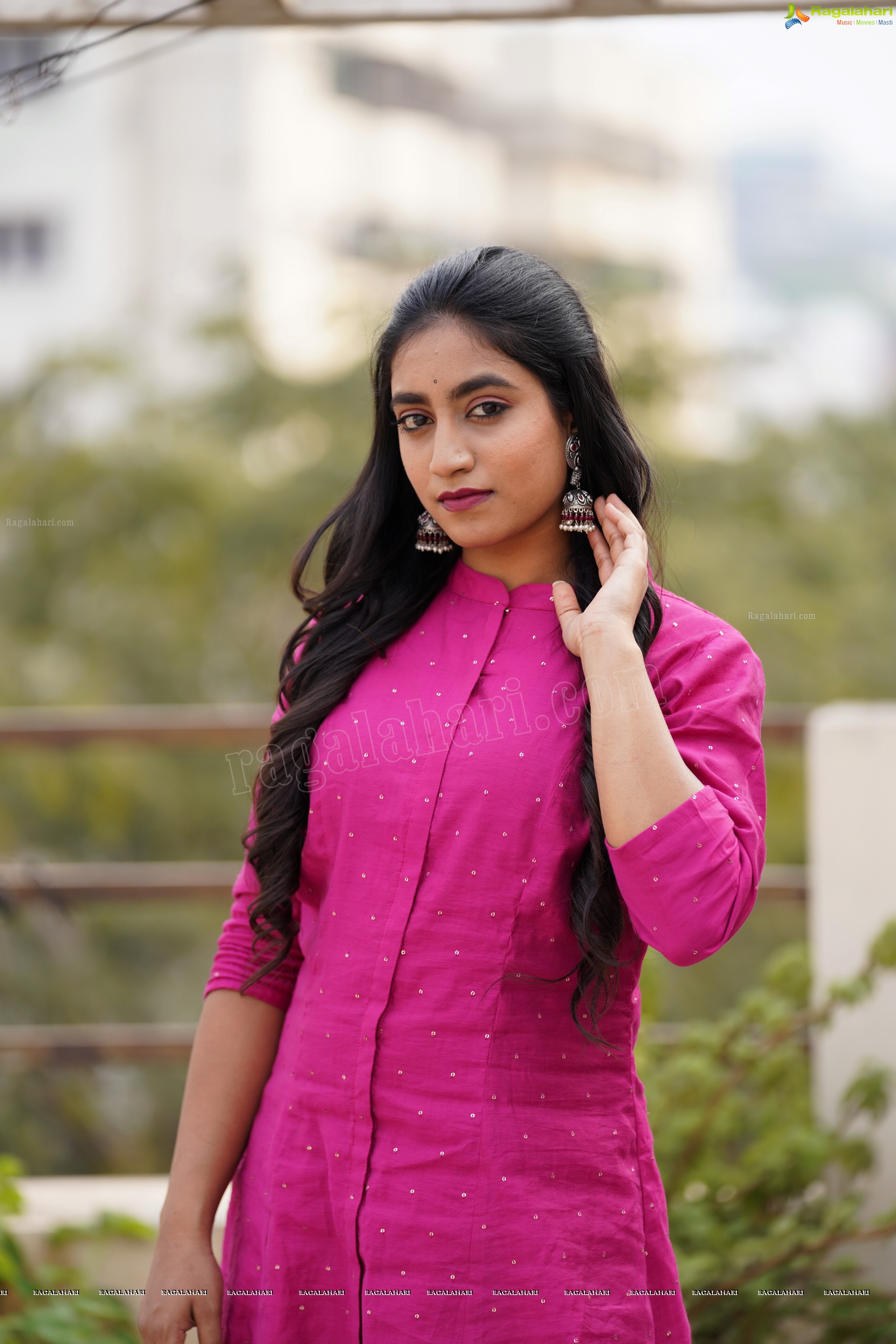 Yuktha in Pink Palazzo Salawar Suit, Exclusive Photoshoot