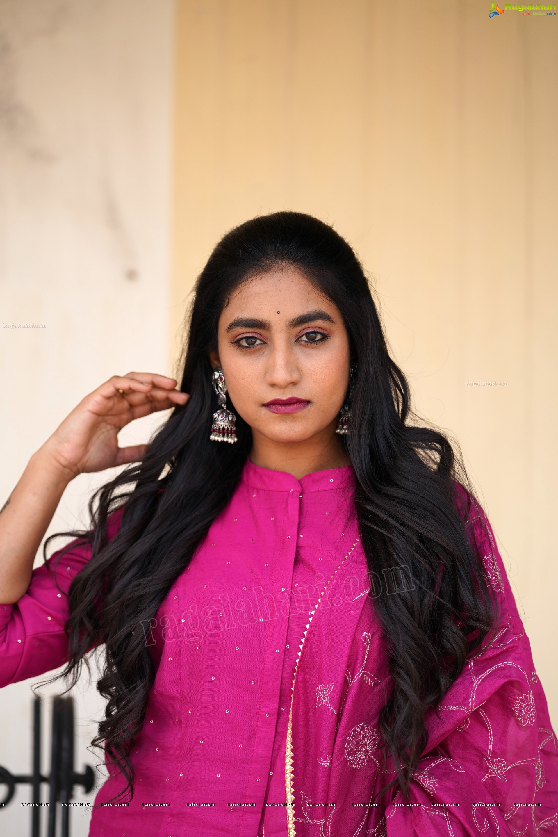 Yuktha in Pink Palazzo Salawar Suit, Exclusive Photoshoot