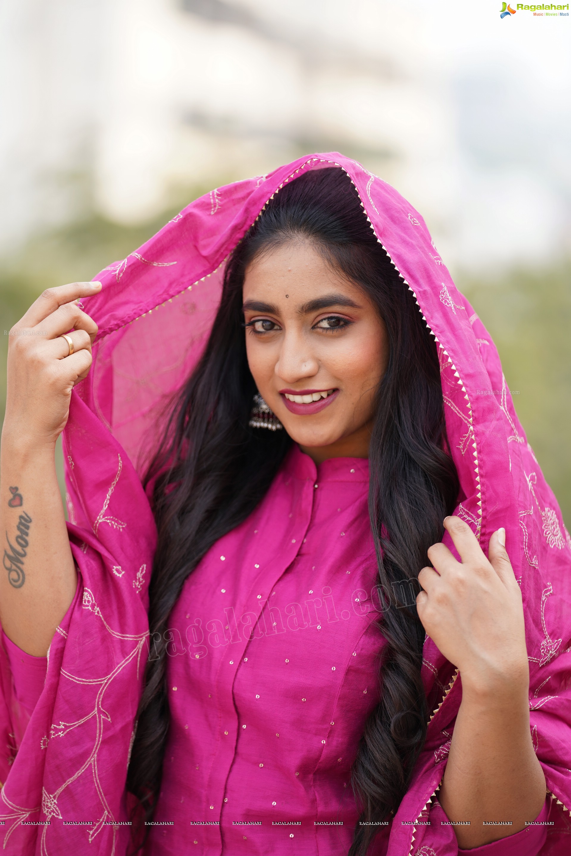 Yuktha in Pink Palazzo Salawar Suit, Exclusive Photoshoot