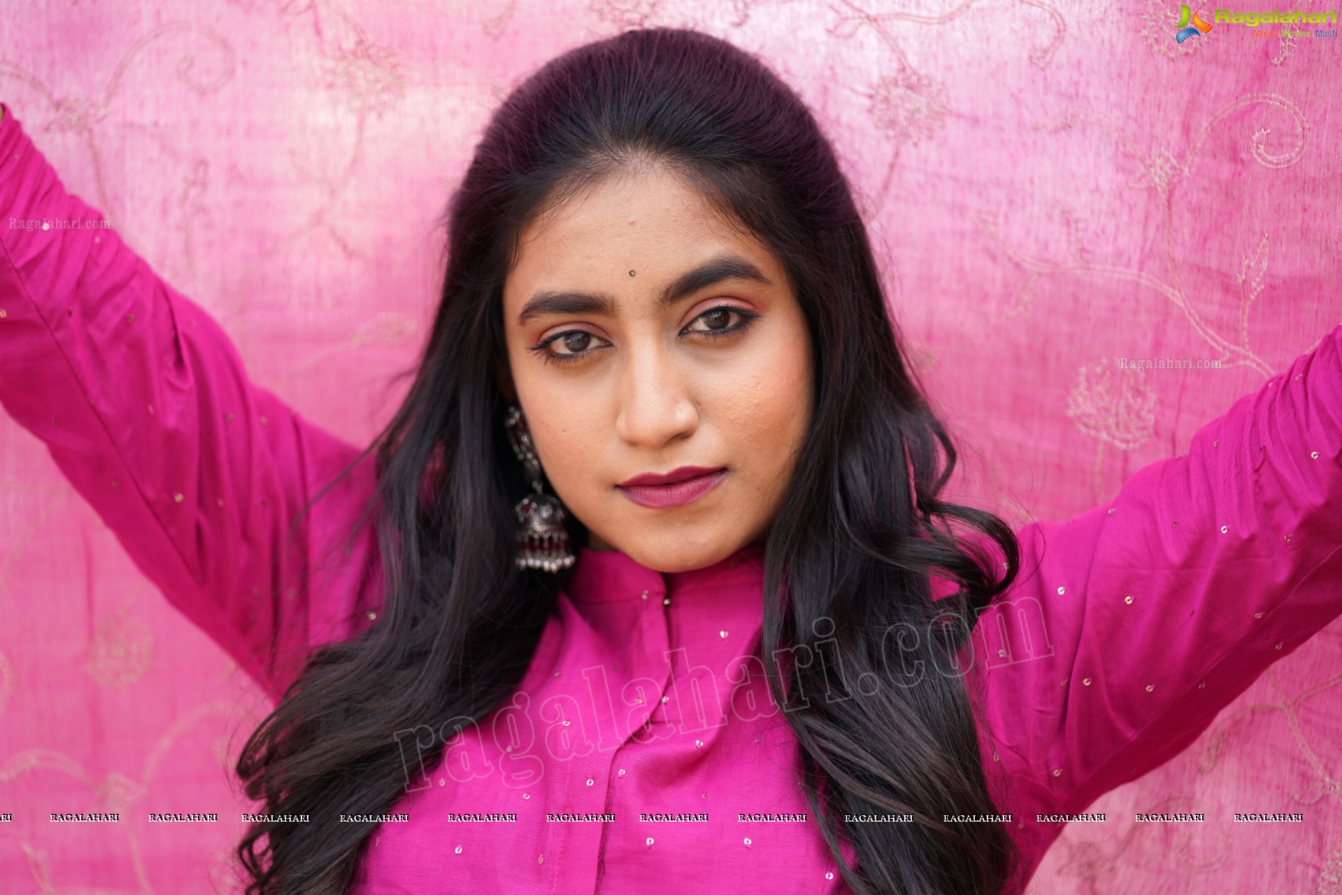 Yuktha in Pink Palazzo Salawar Suit, Exclusive Photoshoot