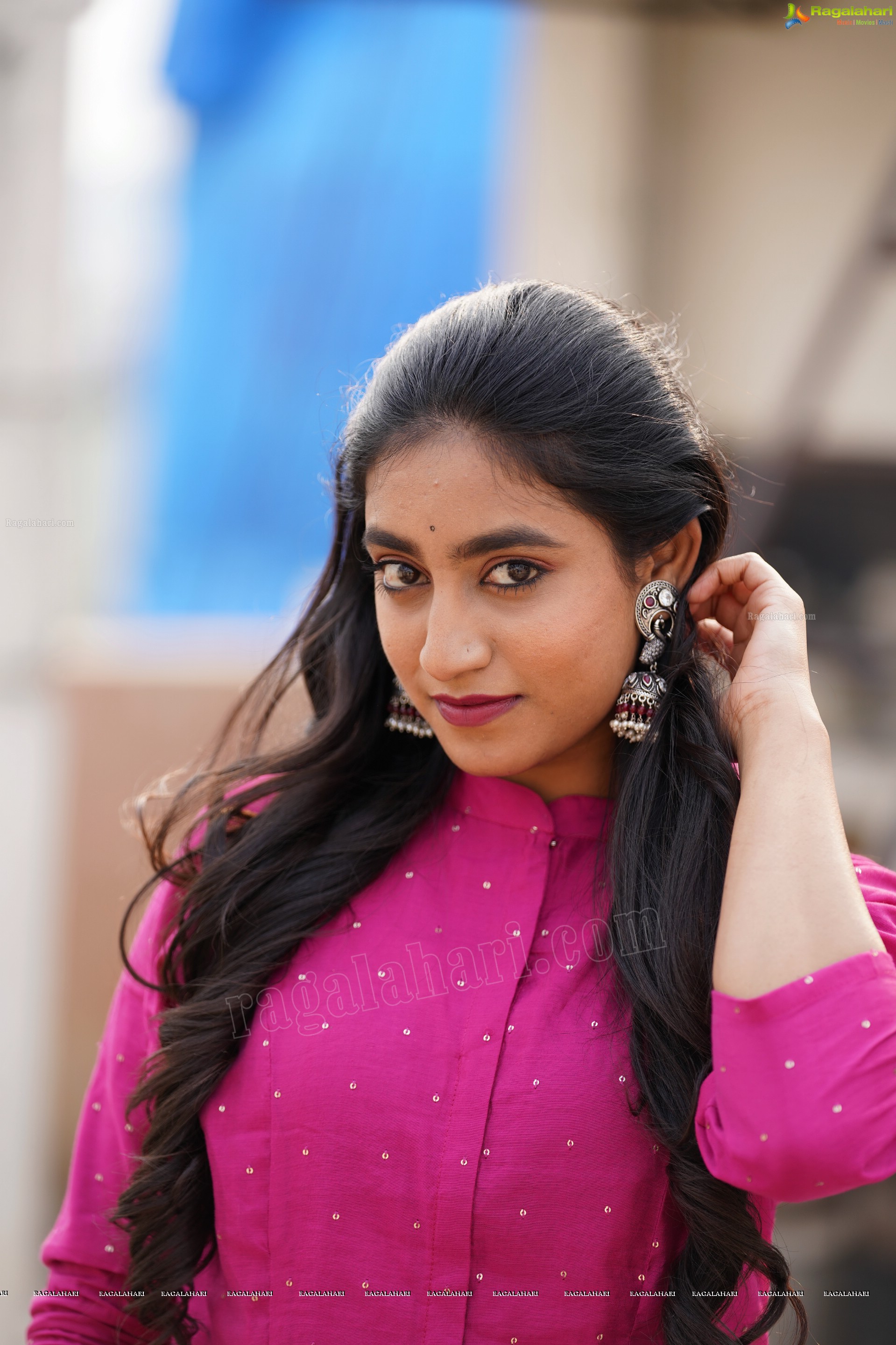 Yuktha in Pink Palazzo Salawar Suit, Exclusive Photoshoot