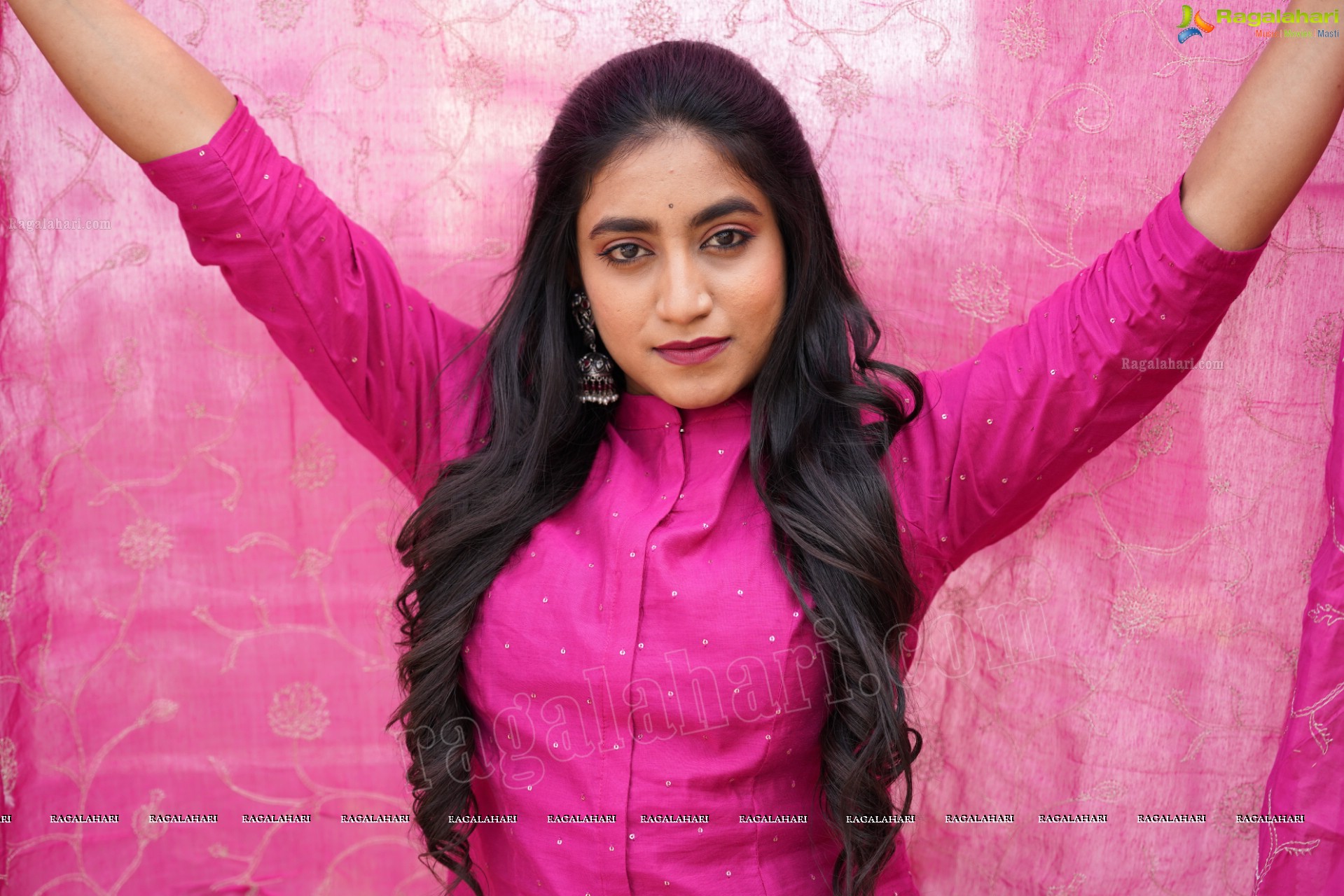 Yuktha in Pink Palazzo Salawar Suit, Exclusive Photoshoot