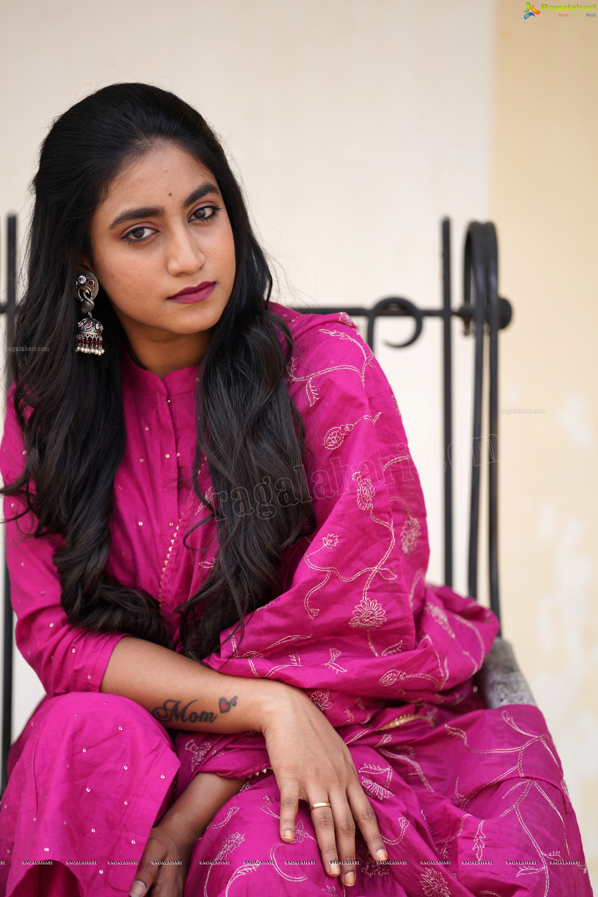 Yuktha in Pink Palazzo Salawar Suit, Exclusive Photoshoot