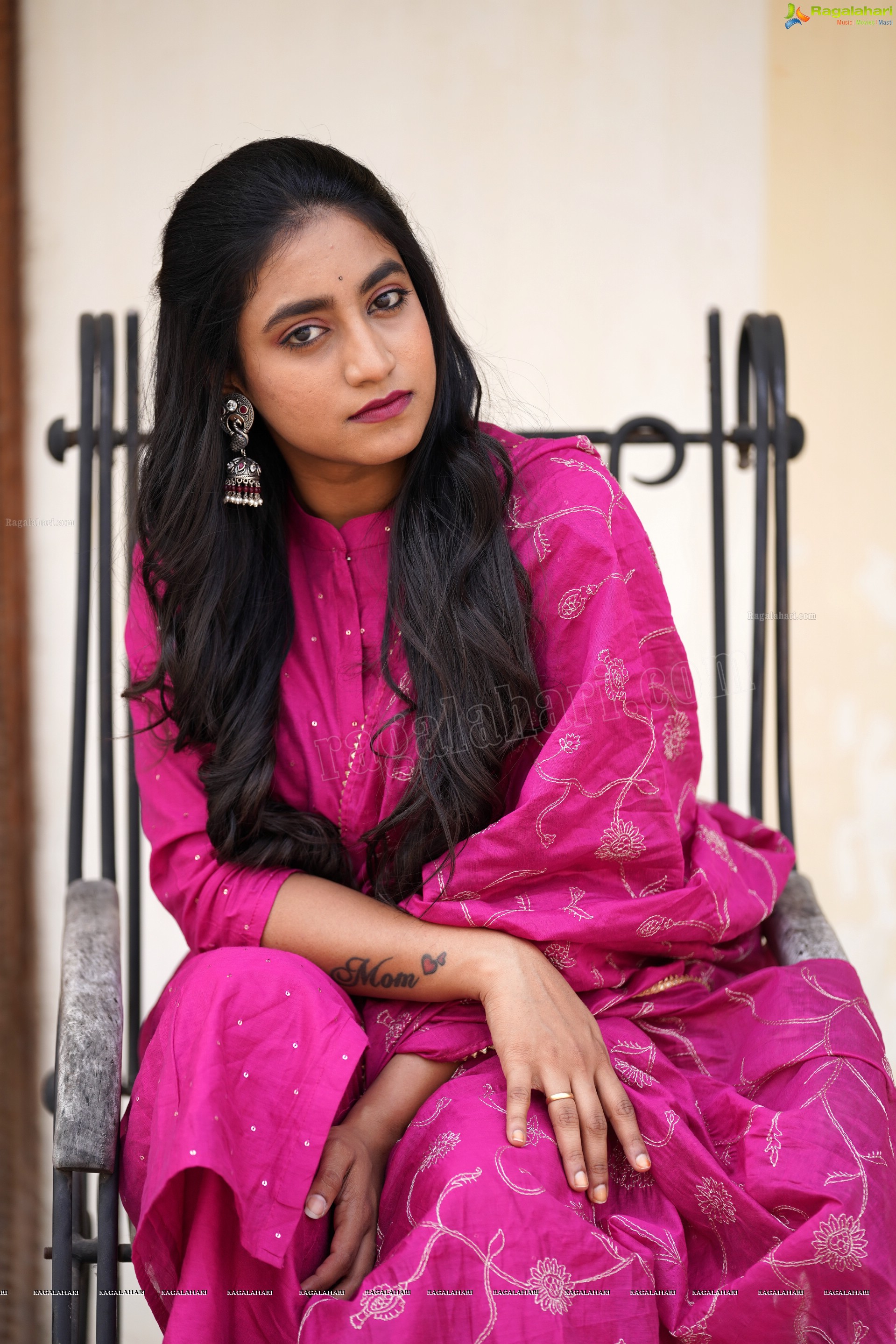 Yuktha in Pink Palazzo Salawar Suit, Exclusive Photoshoot