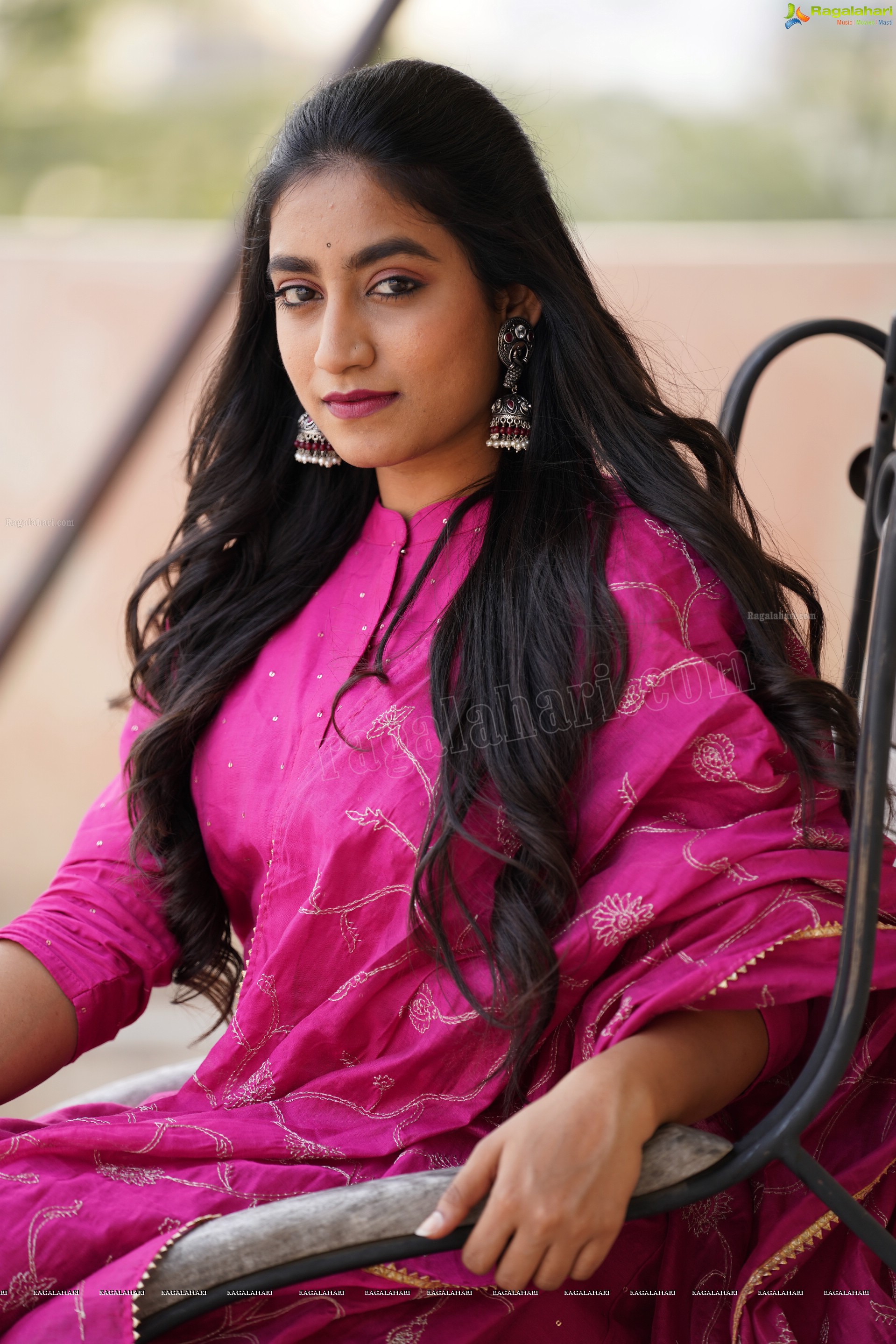 Yuktha in Pink Palazzo Salawar Suit, Exclusive Photoshoot