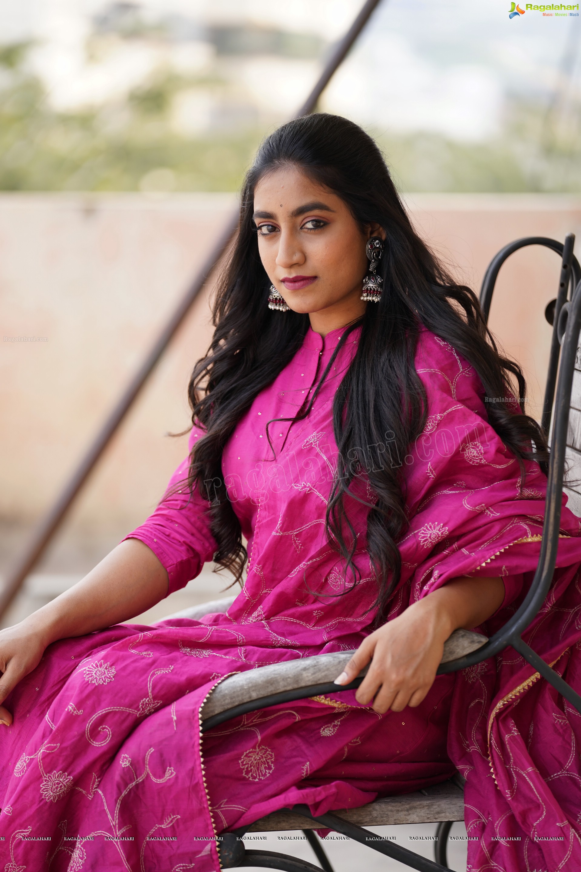 Yuktha in Pink Palazzo Salawar Suit, Exclusive Photoshoot