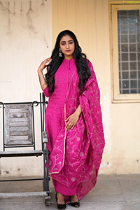 Yuktha in Pink Palazzo Salawar Suit