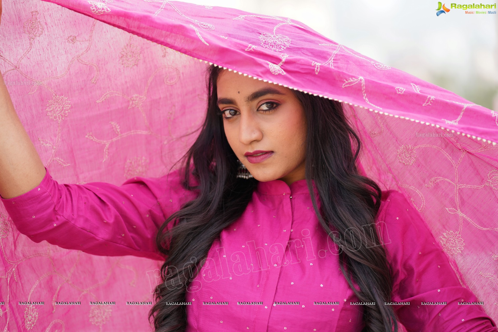 Yuktha in Pink Palazzo Salawar Suit, Exclusive Photoshoot