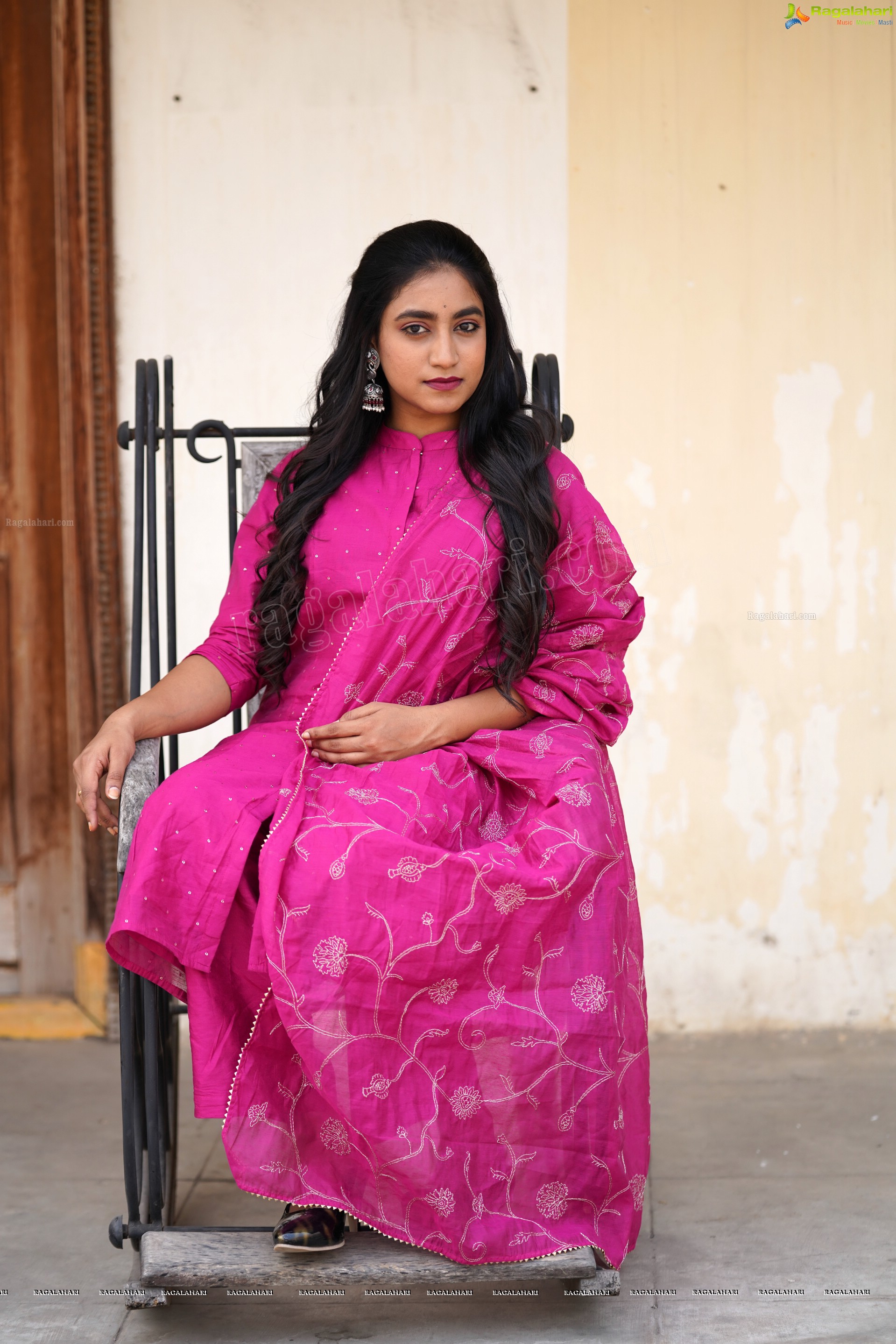 Yuktha in Pink Palazzo Salawar Suit, Exclusive Photoshoot