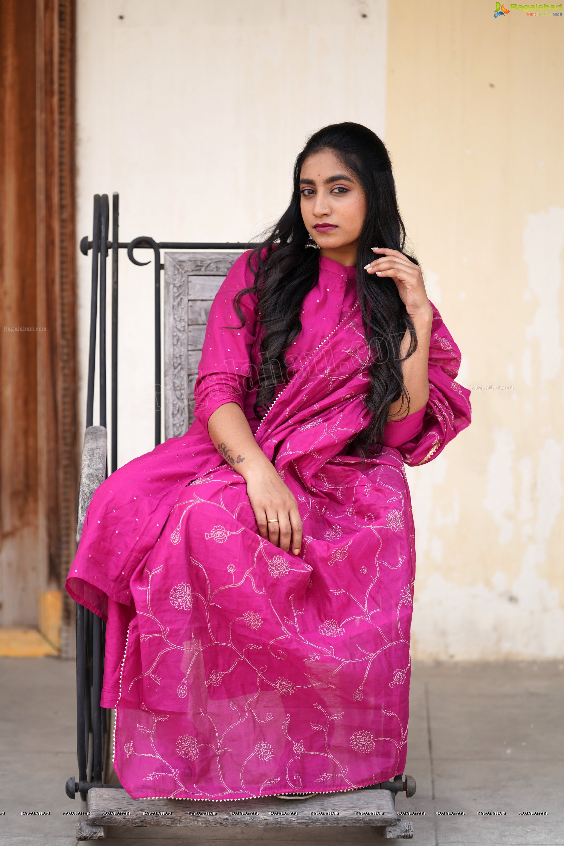 Yuktha in Pink Palazzo Salawar Suit, Exclusive Photoshoot