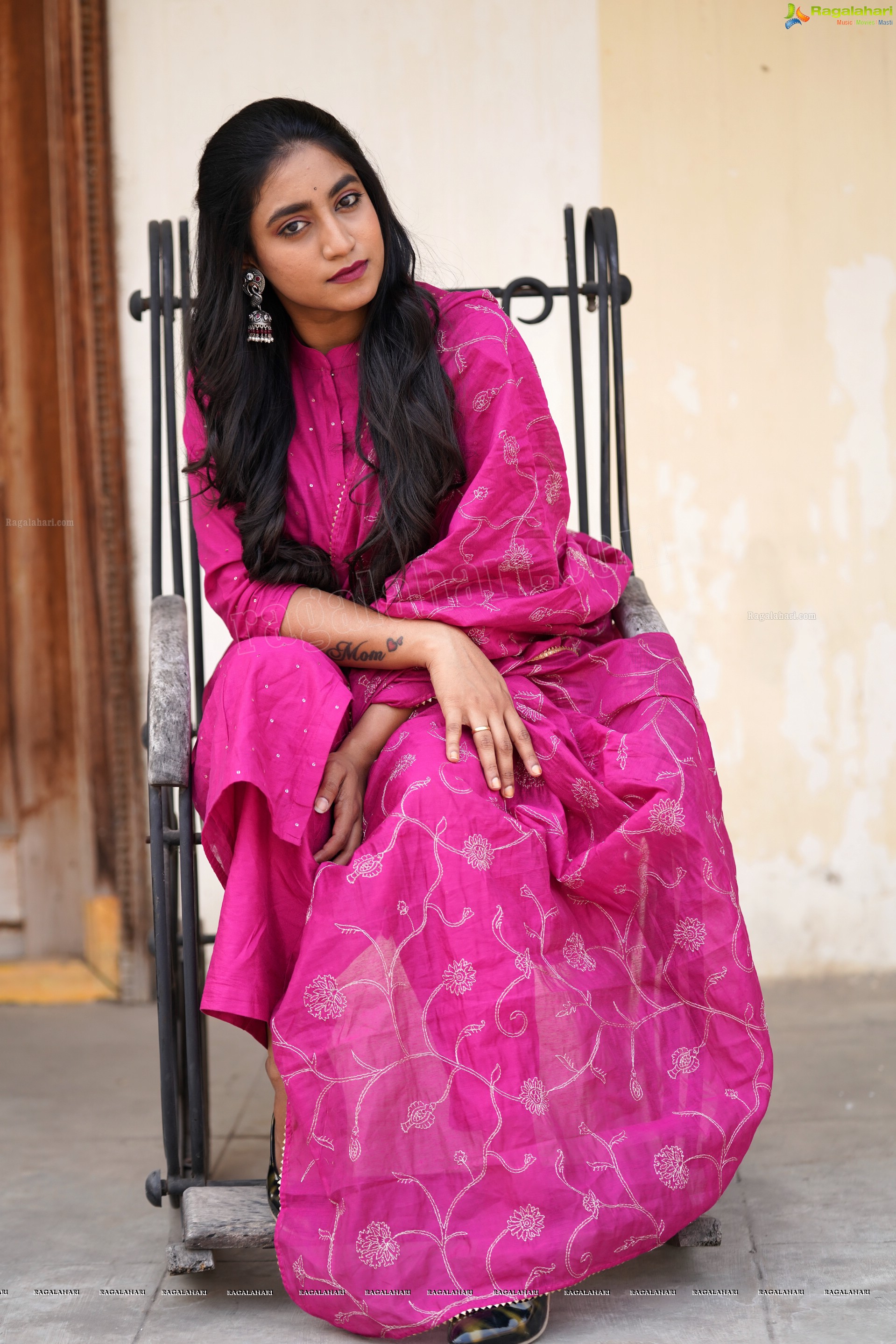 Yuktha in Pink Palazzo Salawar Suit, Exclusive Photoshoot