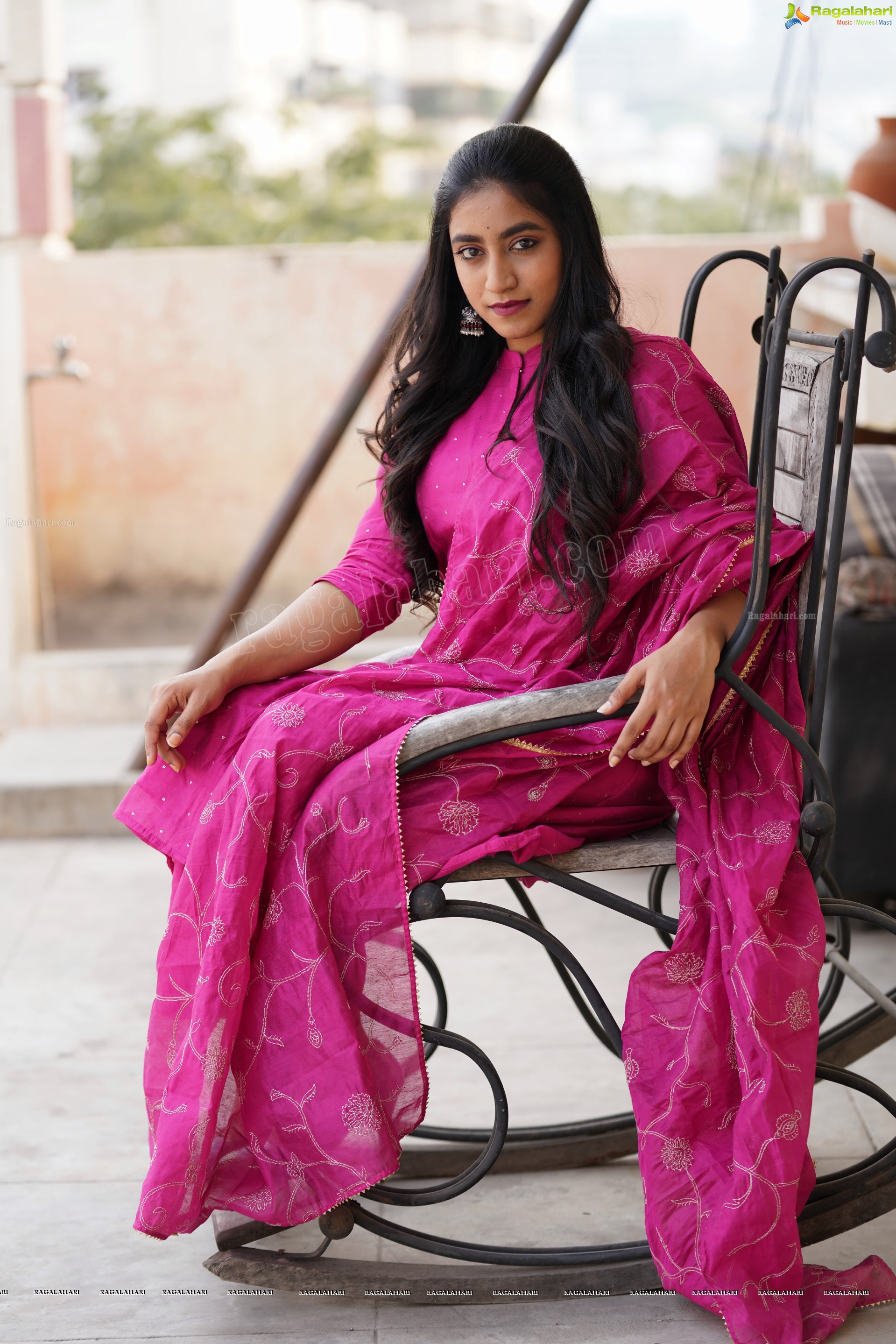 Yuktha in Pink Palazzo Salawar Suit, Exclusive Photoshoot