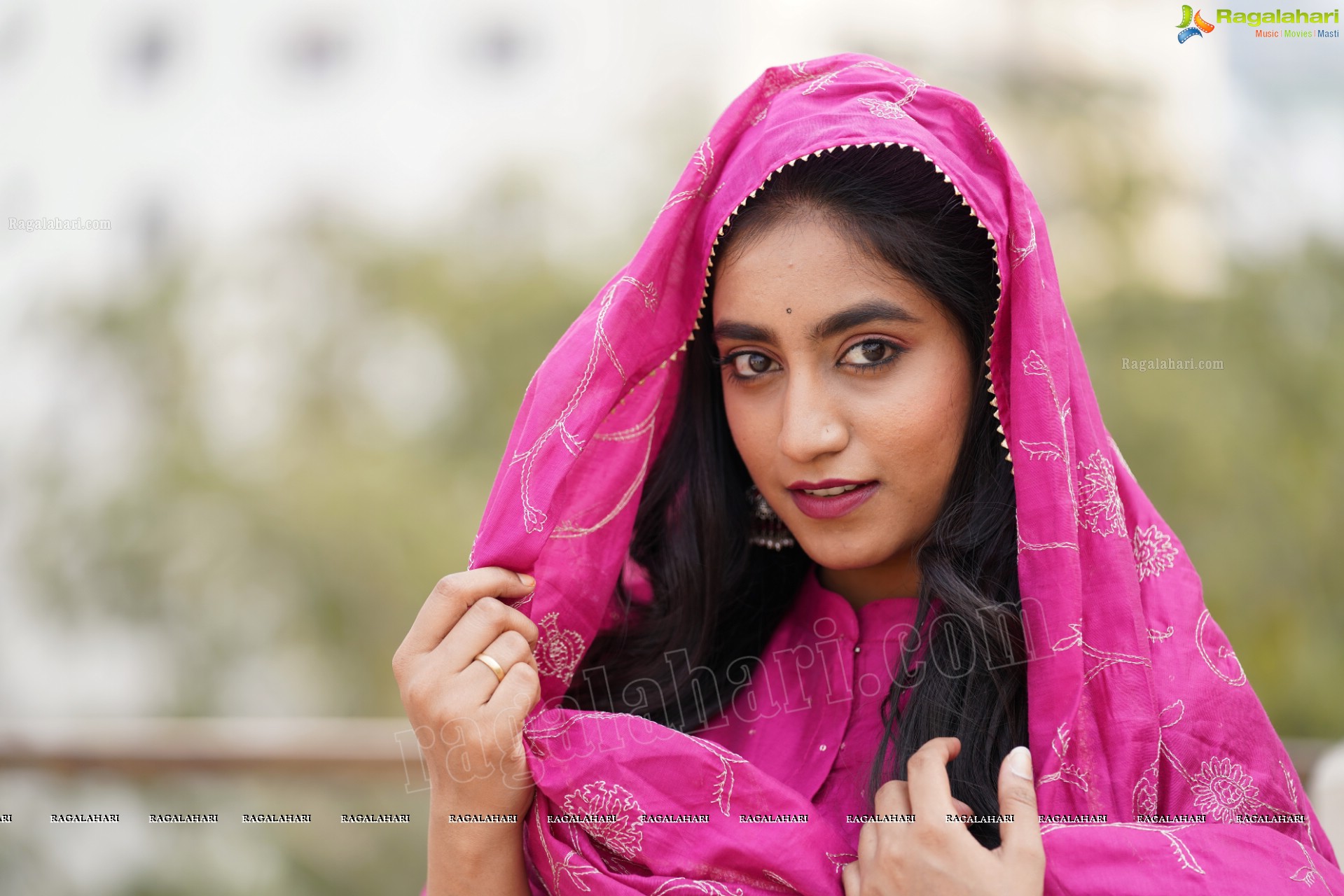 Yuktha in Pink Palazzo Salawar Suit, Exclusive Photoshoot