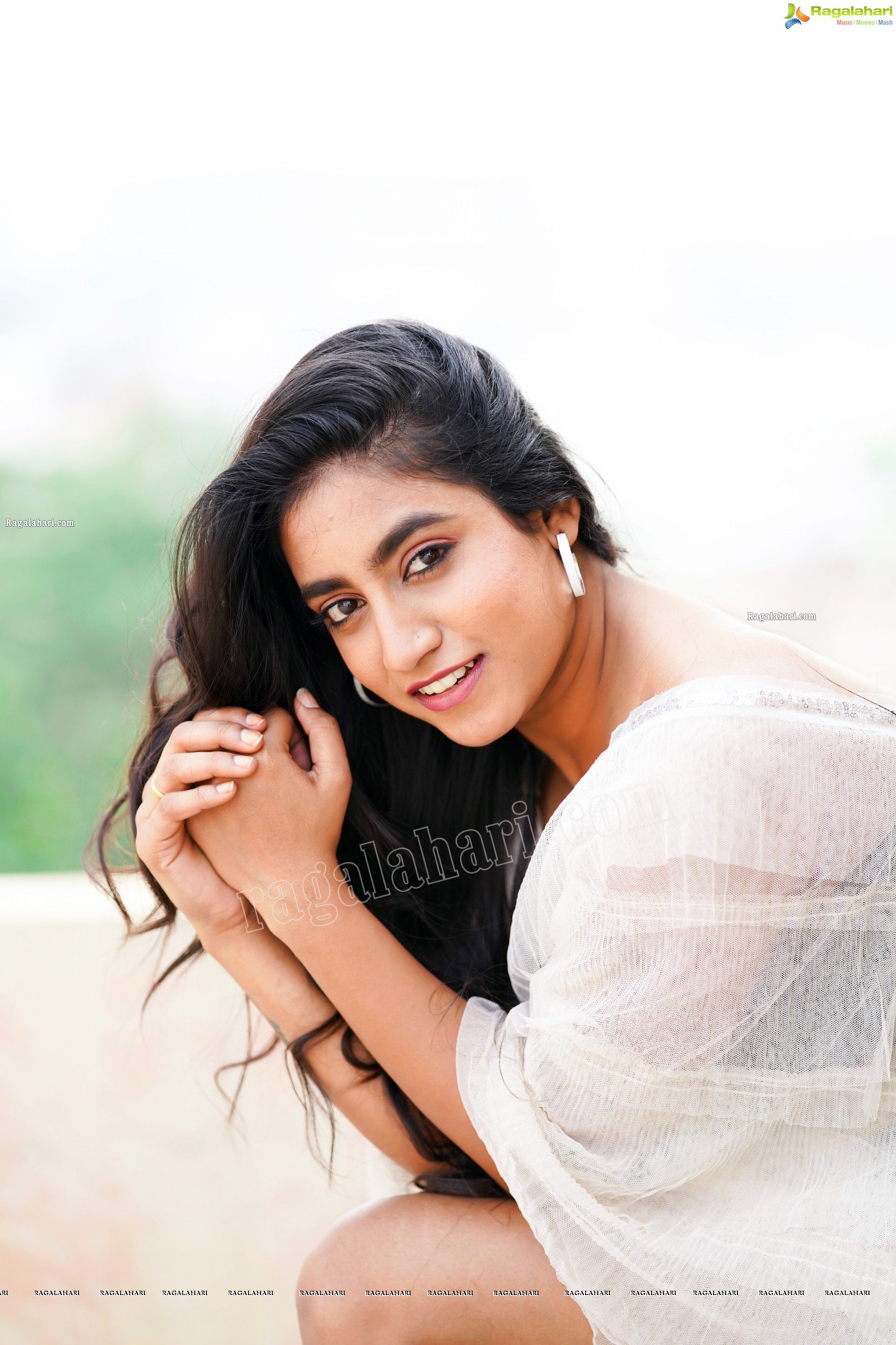 Yuktha in White Top And Denim Shorts, Exclusive Photoshoot