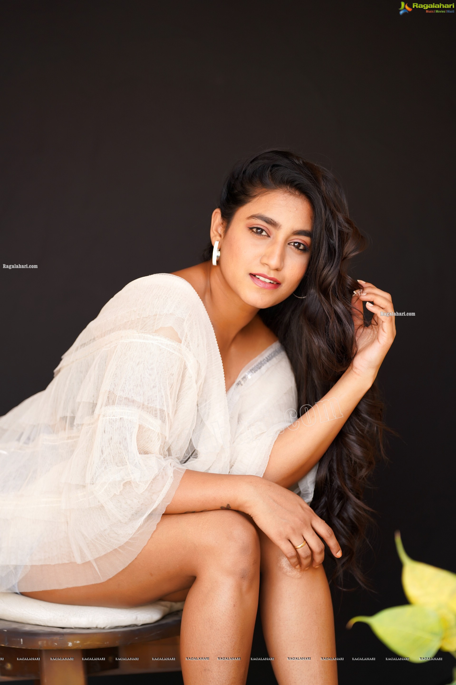 Yuktha in White Top And Denim Shorts, Exclusive Photoshoot