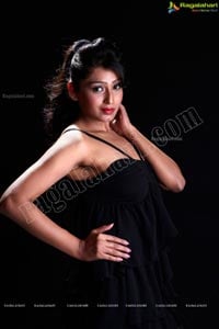 Amrita Ghosh in Mini Black Dress